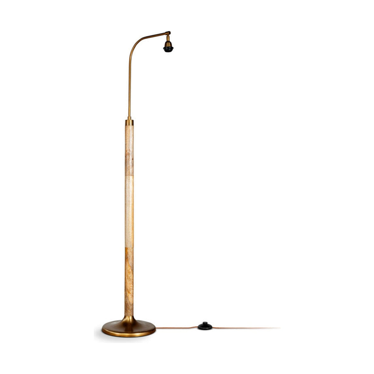 Kera Wood & Metal Floor Lamp Base - Antique Brass