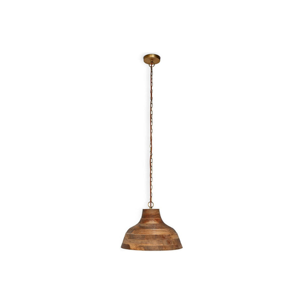 Nadi Grooved Wood Pendant Light - Natural & Antique Brass