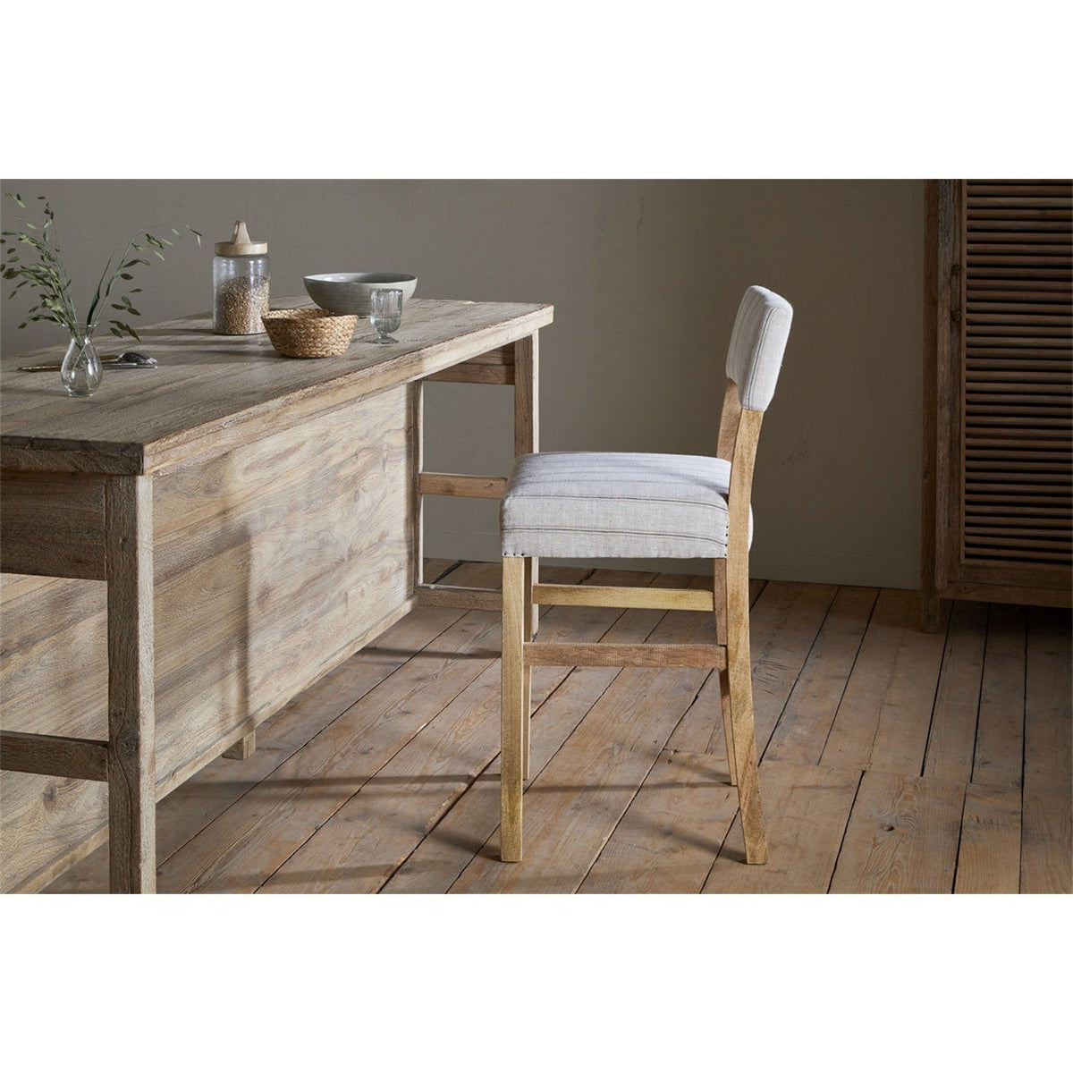 Nidhi Linen Upholstered Counter Stool - Natural