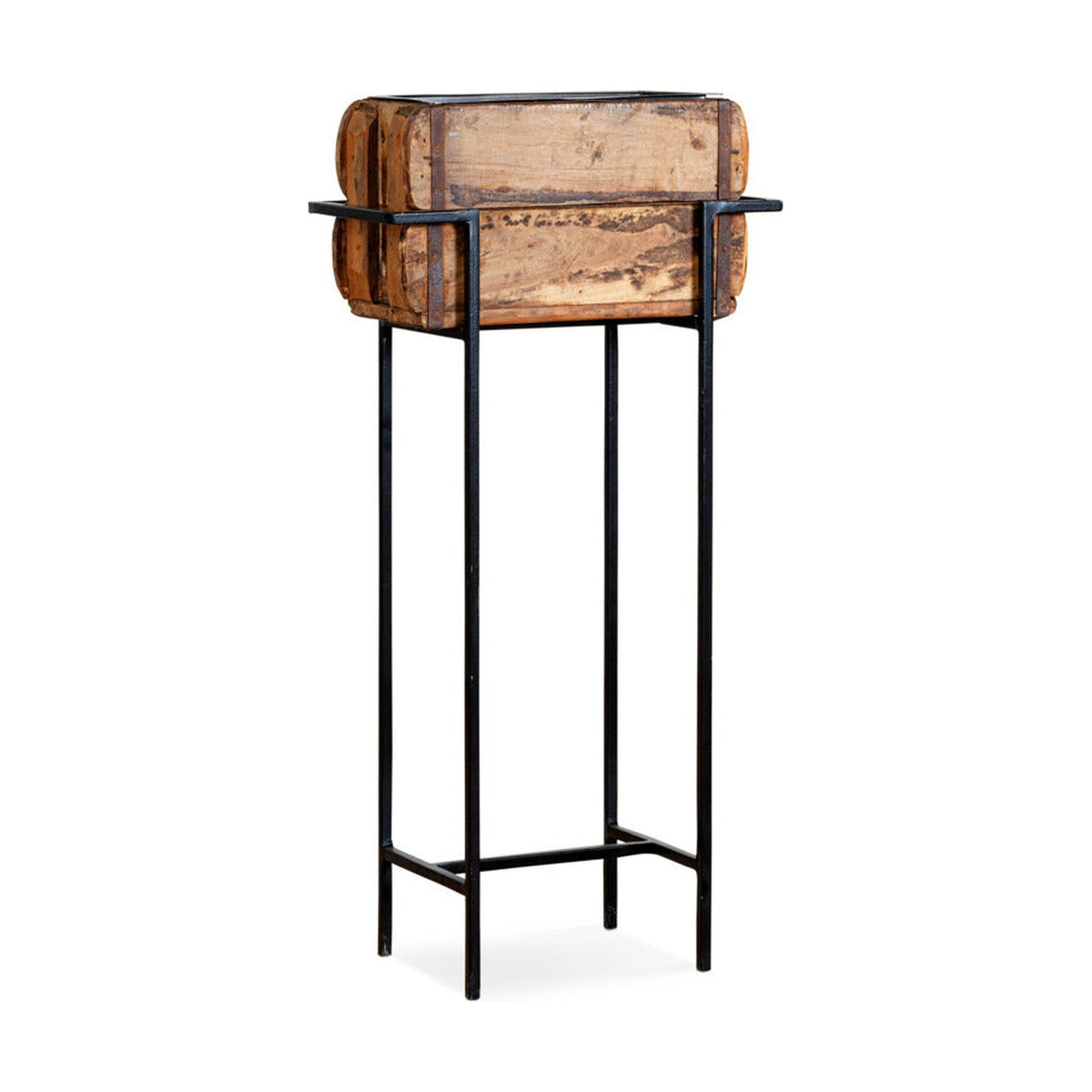 Amazzi Small Reclaimed Wood Plant Stand - Natural & Black