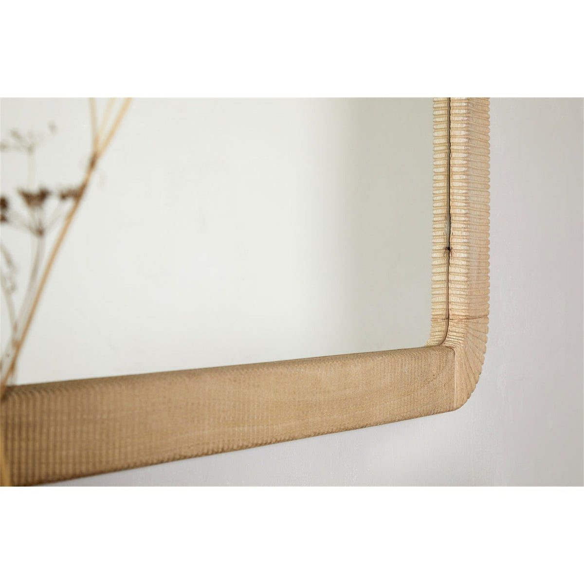 Vivan Rectangular Grooved Wood Wall Mirror - Natural