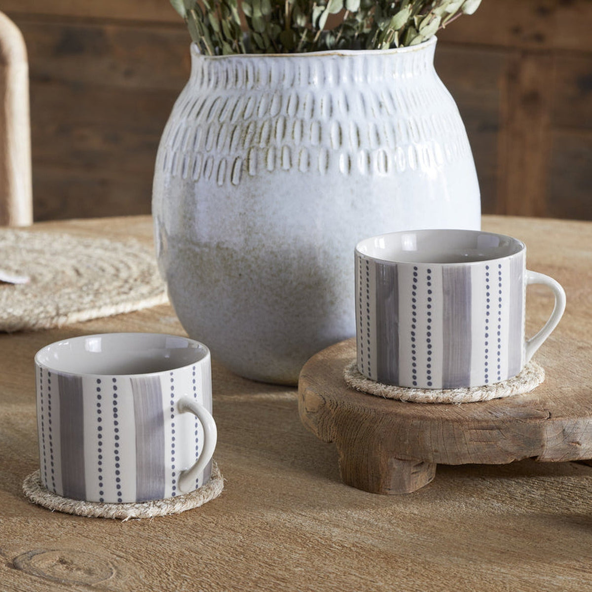 Patthar Large Mug - Cream & Grey - Set of 2
