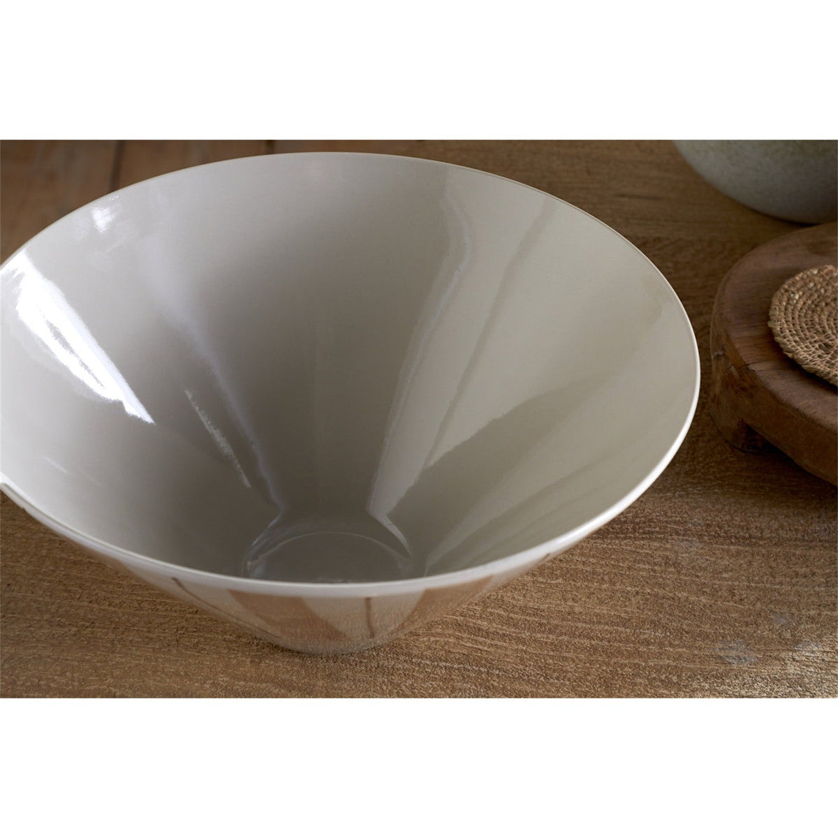 Patthar Hand Painted Serving Bowl - Cream & Clay