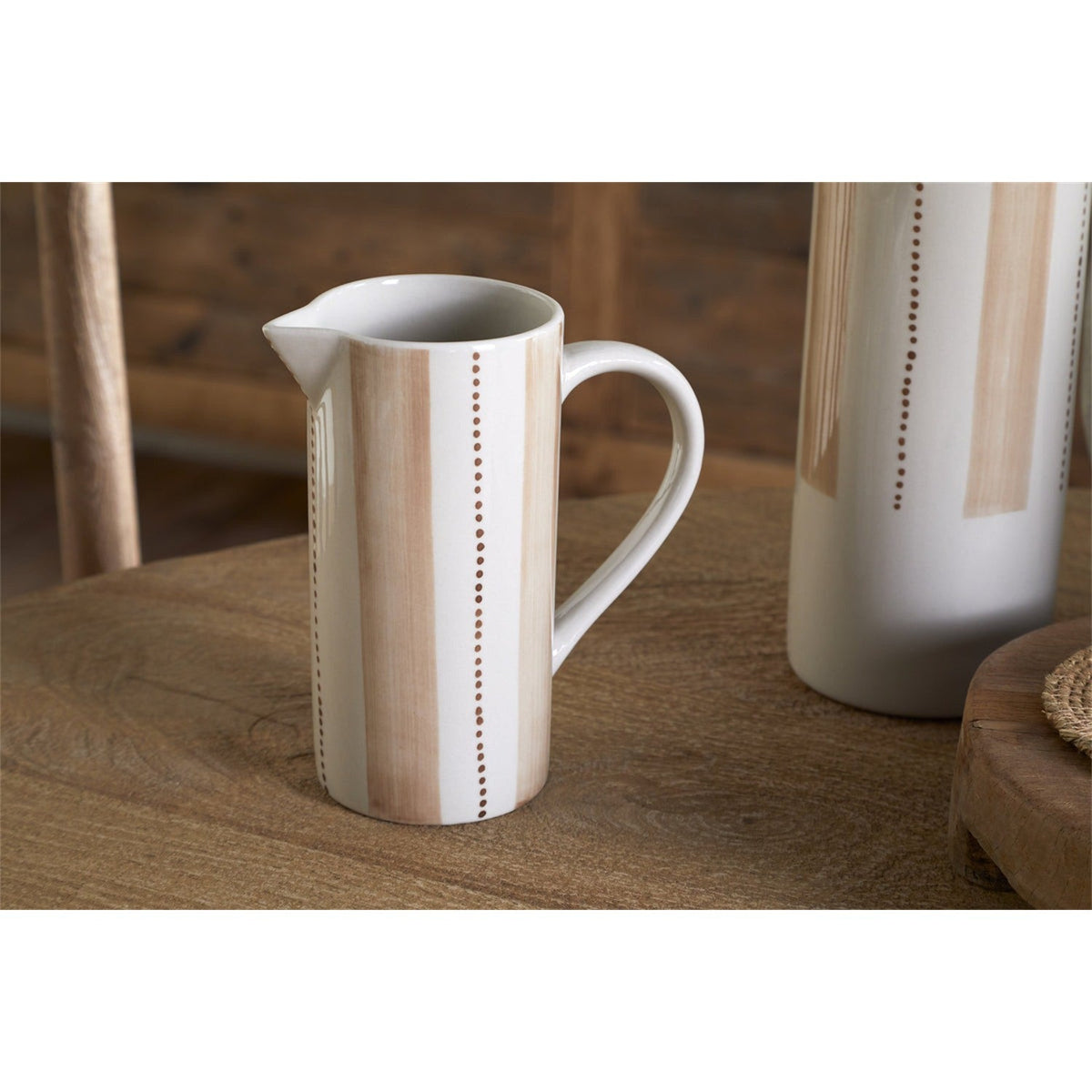 Patthar Small Hand Painted Ceramic Jug - Cream & Clay