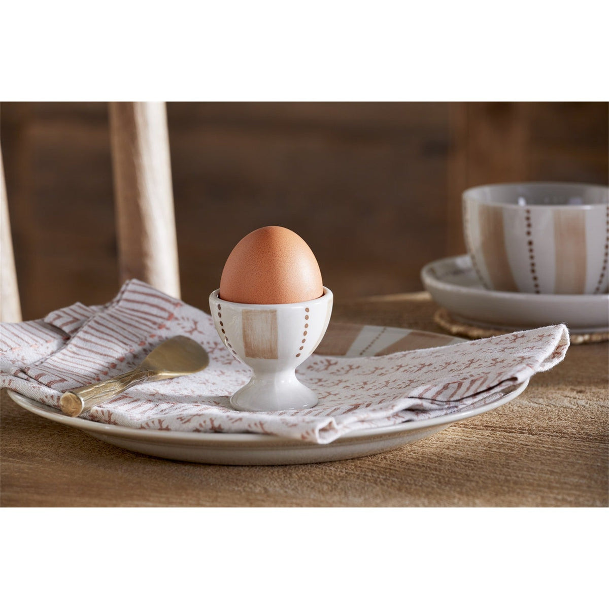 Patthar Egg Cups - Cream & Clay - Set of 2