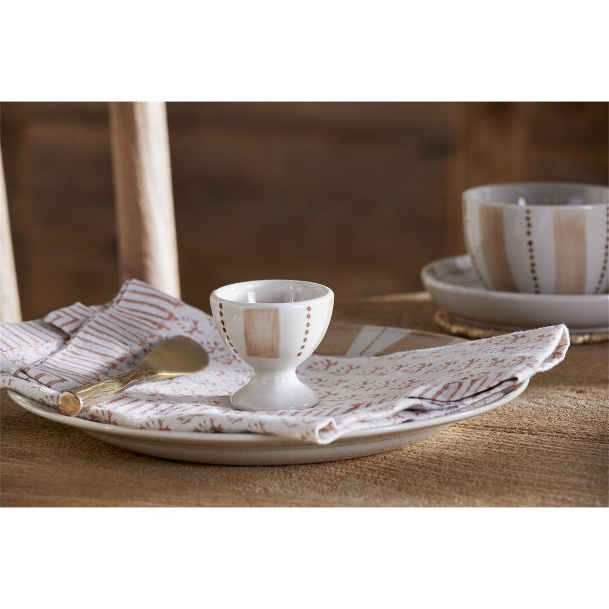Patthar Egg Cups - Cream & Clay - Set of 2