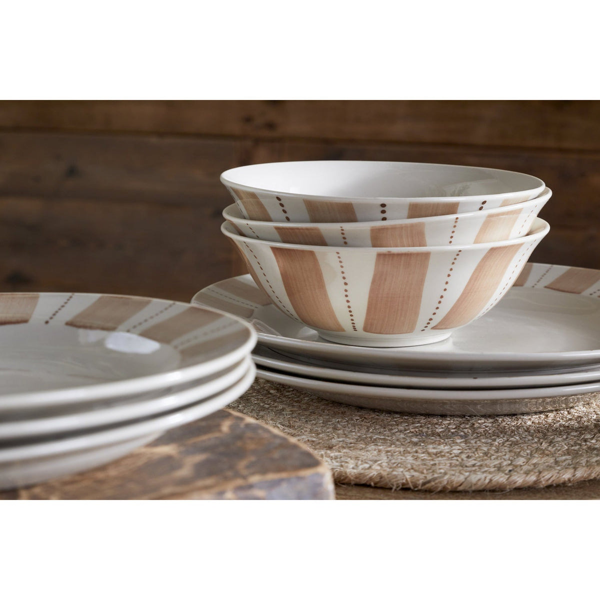 Patthar Dinner Set - Cream & Clay - Set of 12