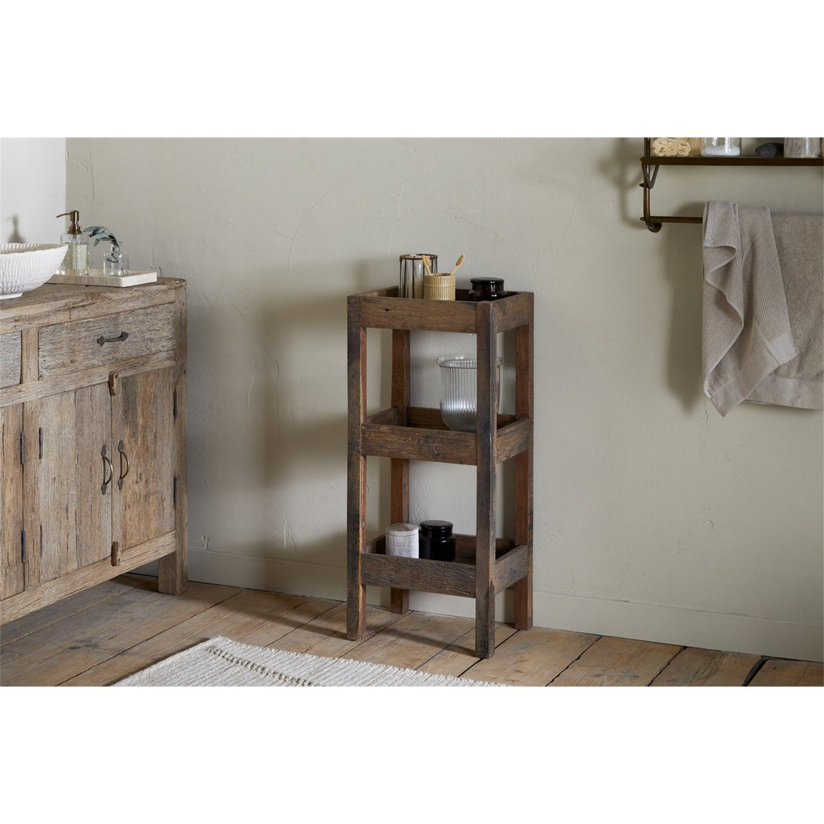 Akara Reclaimed Wood 3 Tier Caddy - Natural