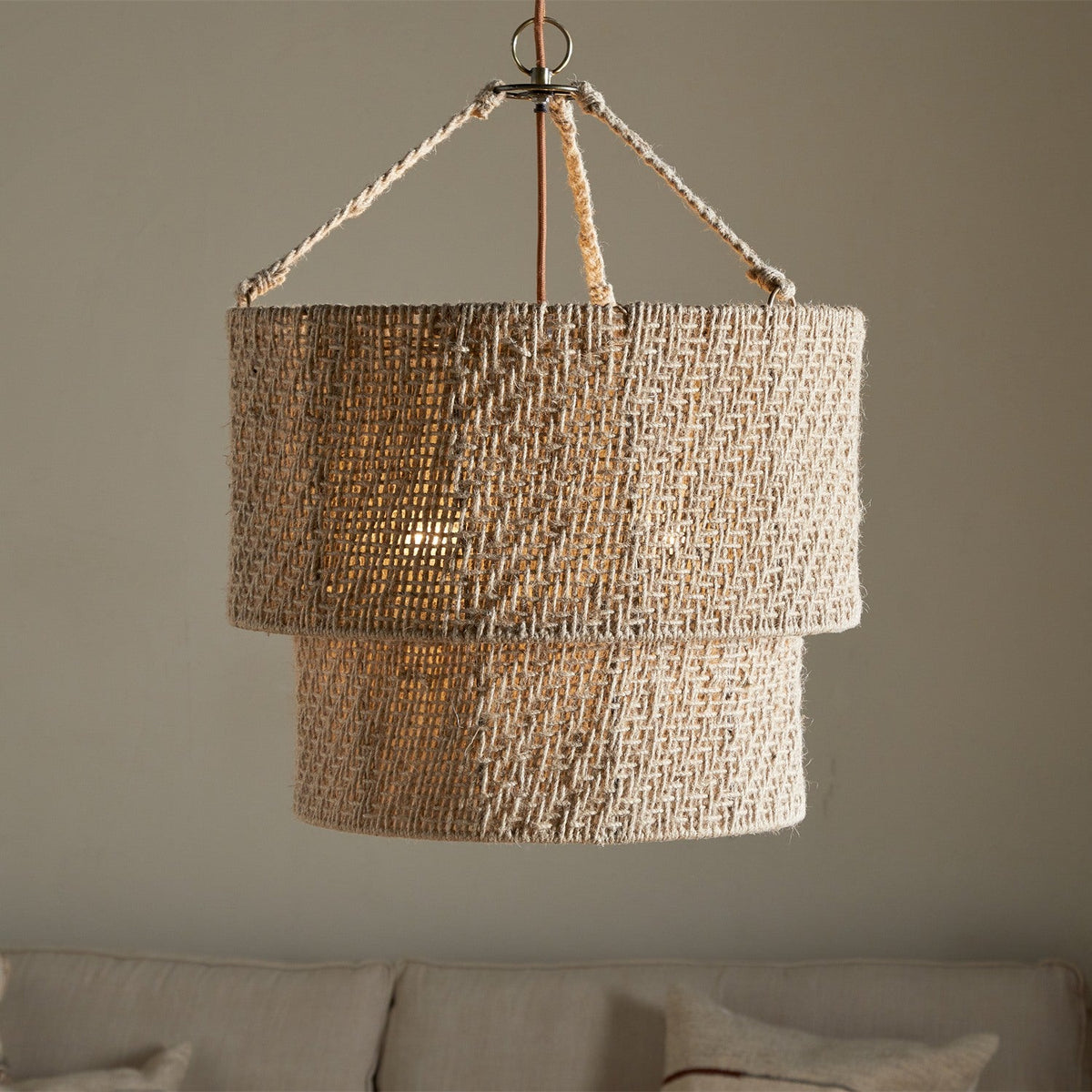 Thimba Woven Jute Chandelier - Natural