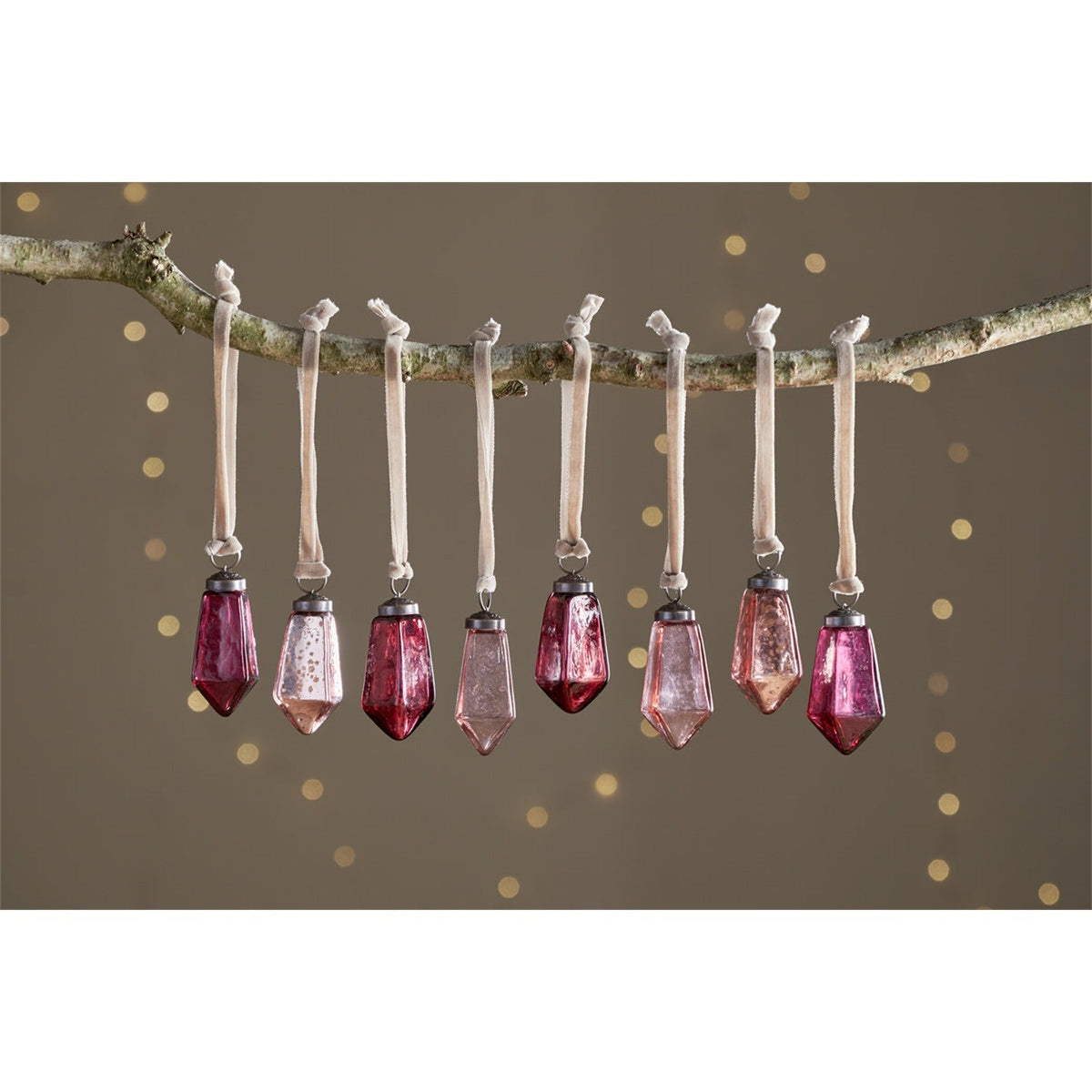Ratnam Faceted Glass Baubles - Mixed Merlot - Set of 8