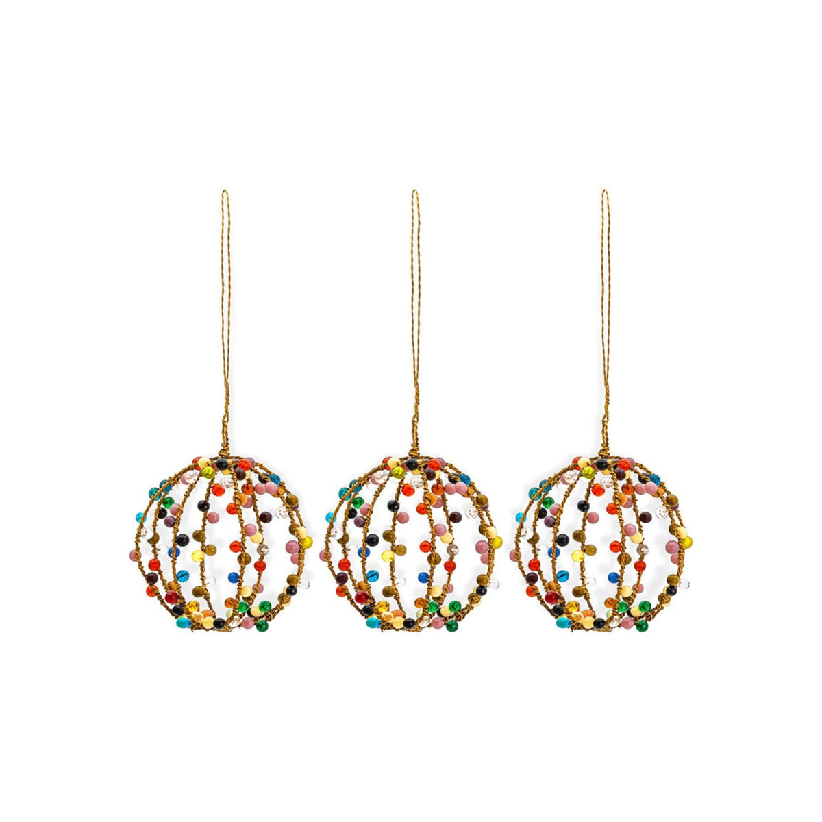 Jajan Beaded Wire Baubles - Mixed Colour - Set of 3