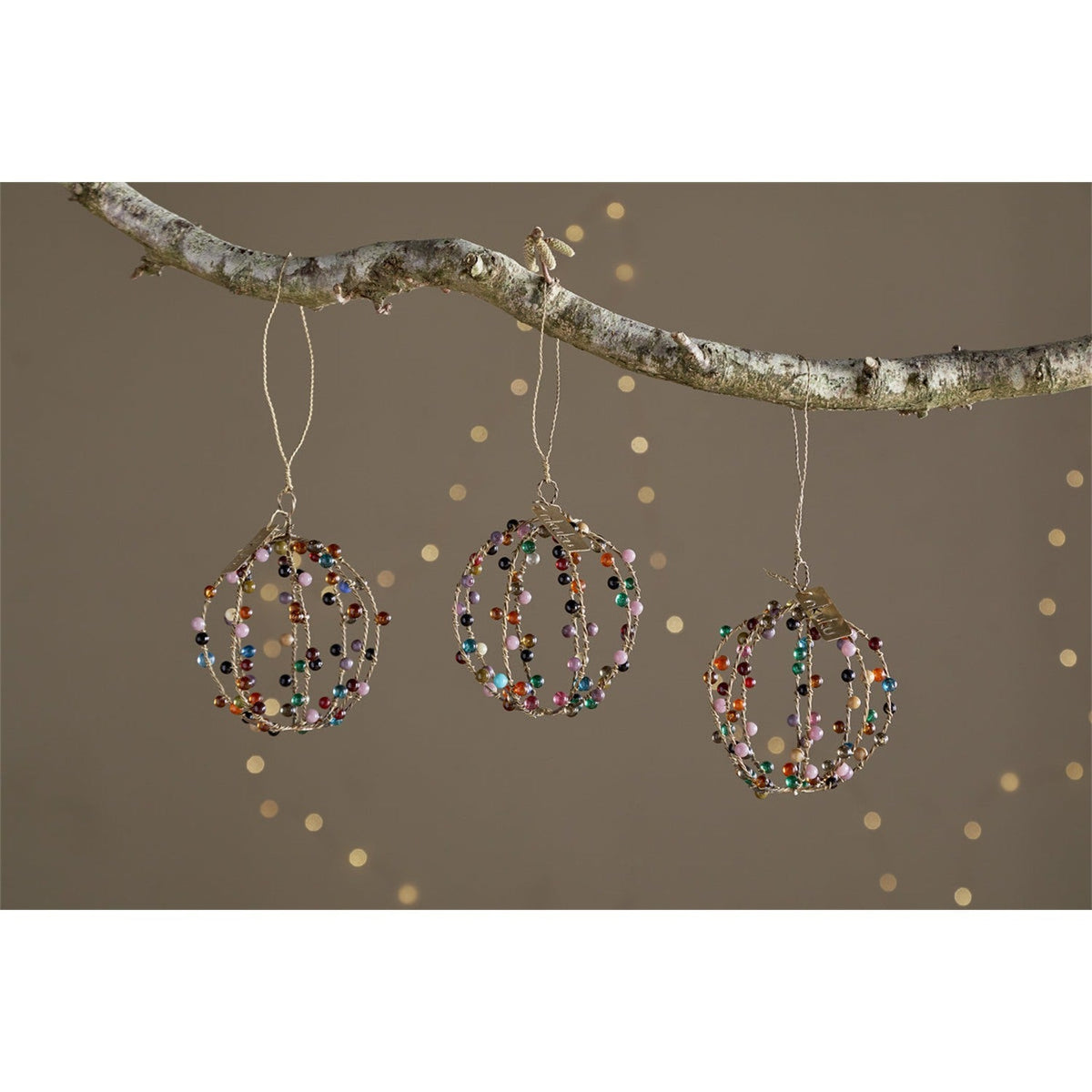 Jajan Beaded Wire Baubles - Mixed Colour - Set of 3