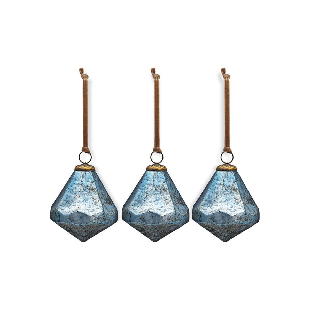 Vikula Recycled Glass Baubles - Sea Foam - Set of 3