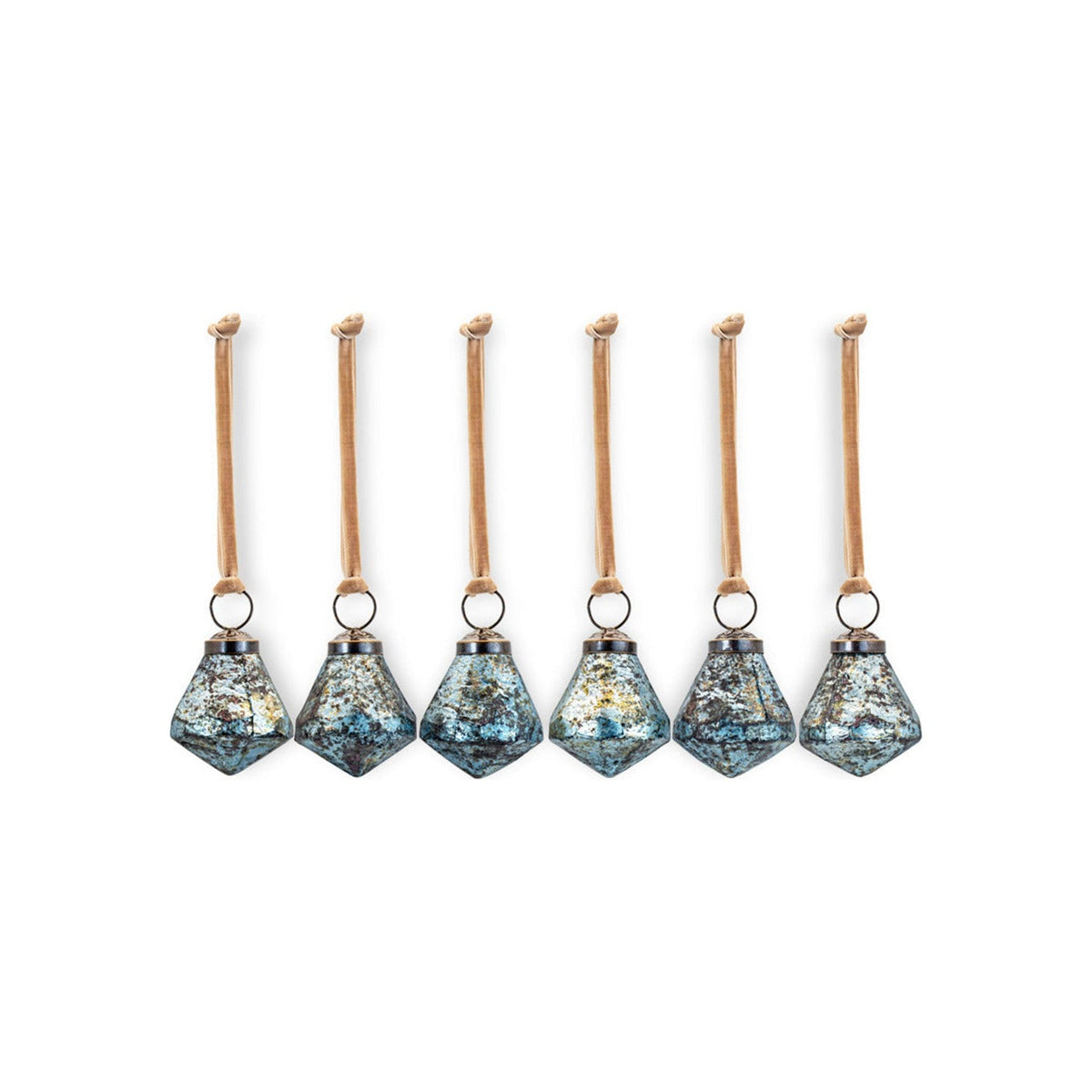 Vikula Recycled Glass Baubles - Sea Foam - Set of 6