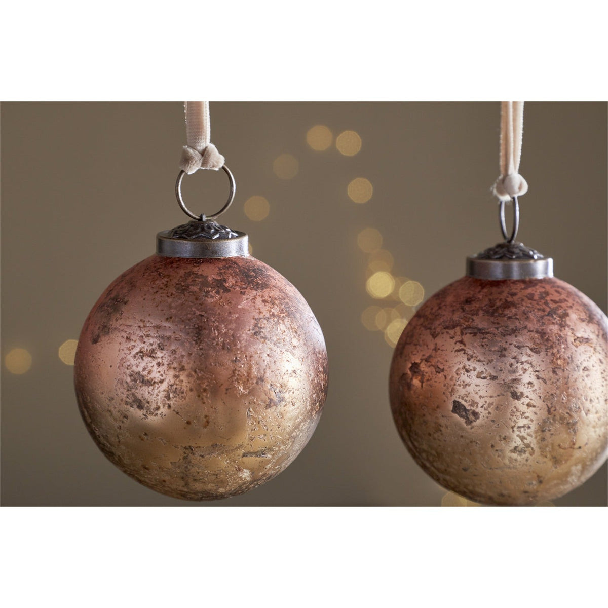 Pasali Recycled Glass Baubles - Copper Smoke - Set of 4