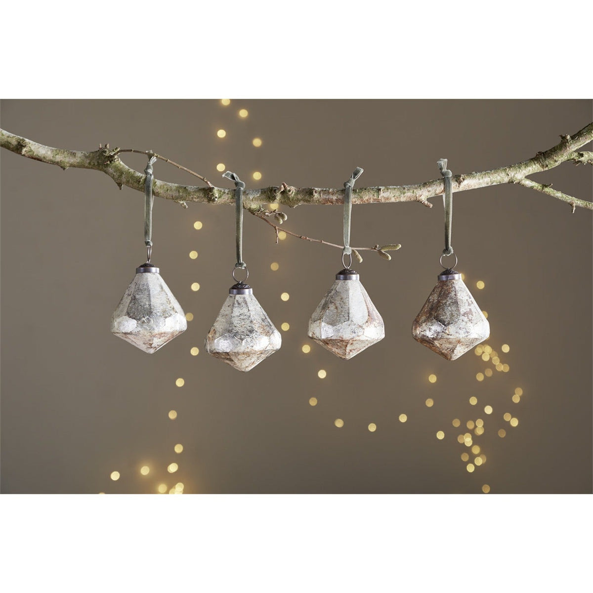 Tuala Recycled Glass Baubles - Silver Rust - Set of 4