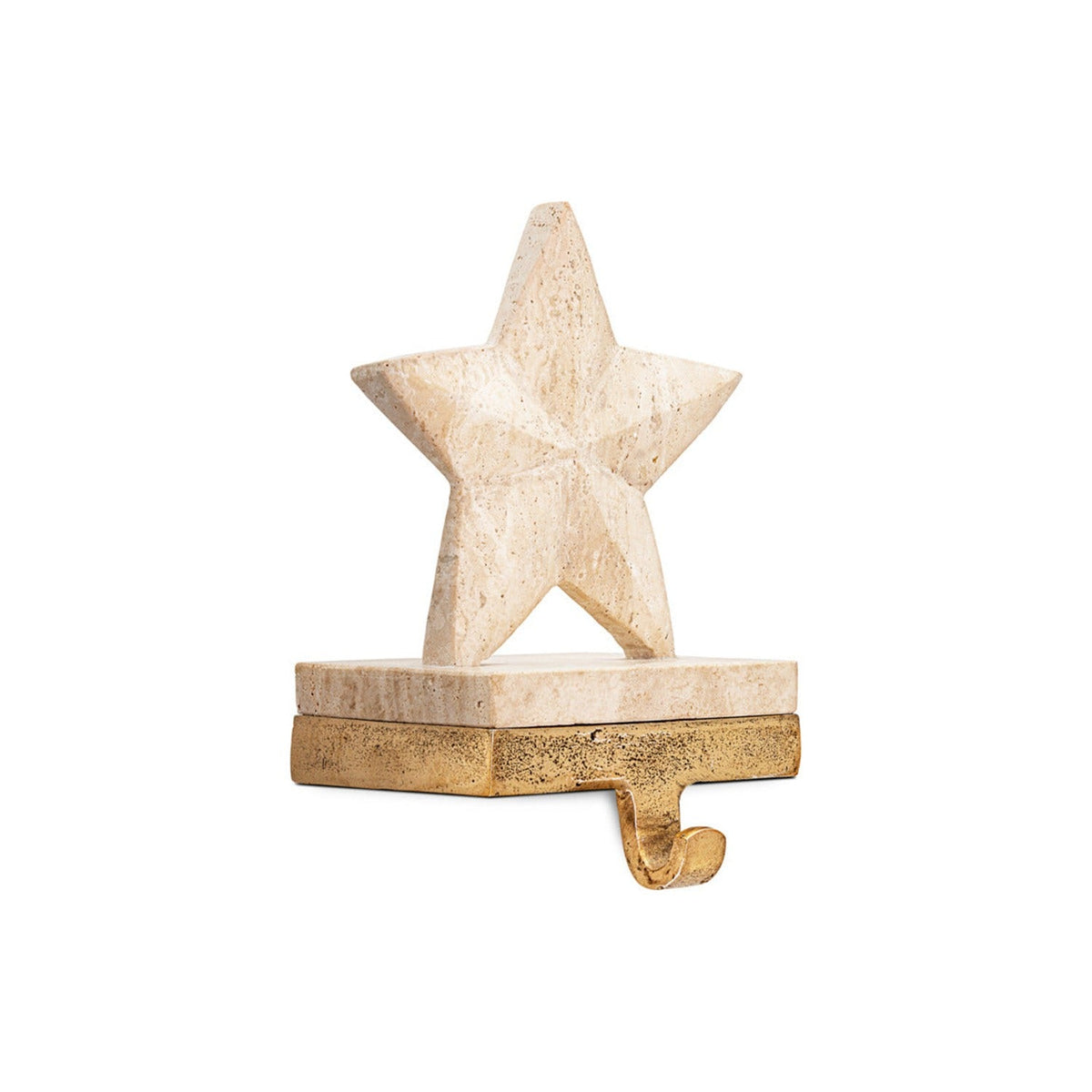 Malaati Travertine Star Christmas Stocking Holder - Beige