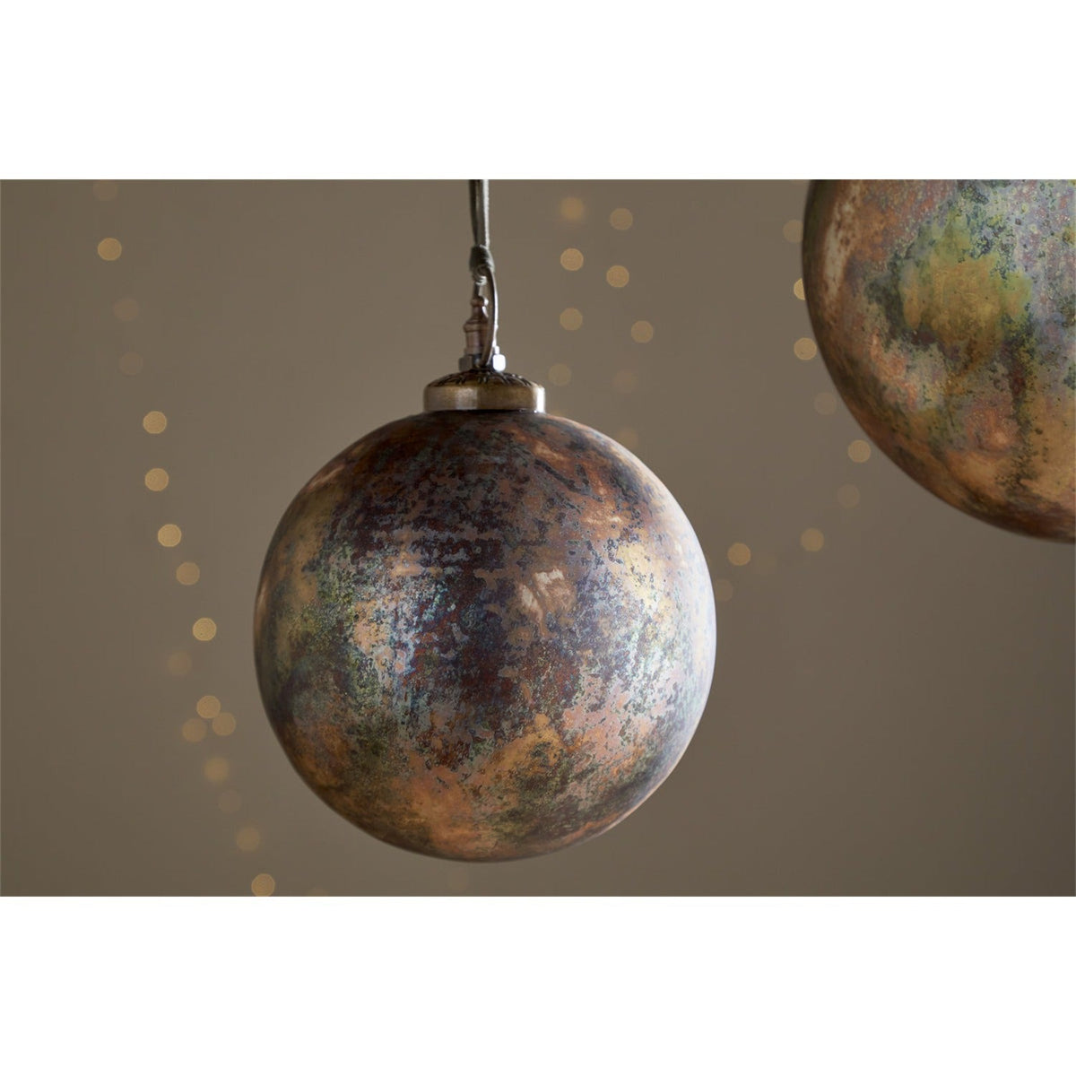 Mavu Small Giant Glass Bauble - Rustic Bronze & Petrol