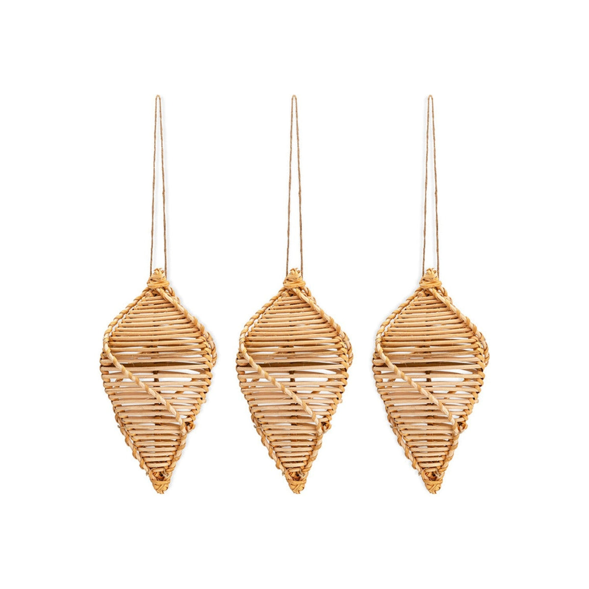 Sempala Spiral Wicker Baubles - Natural - Set of 3