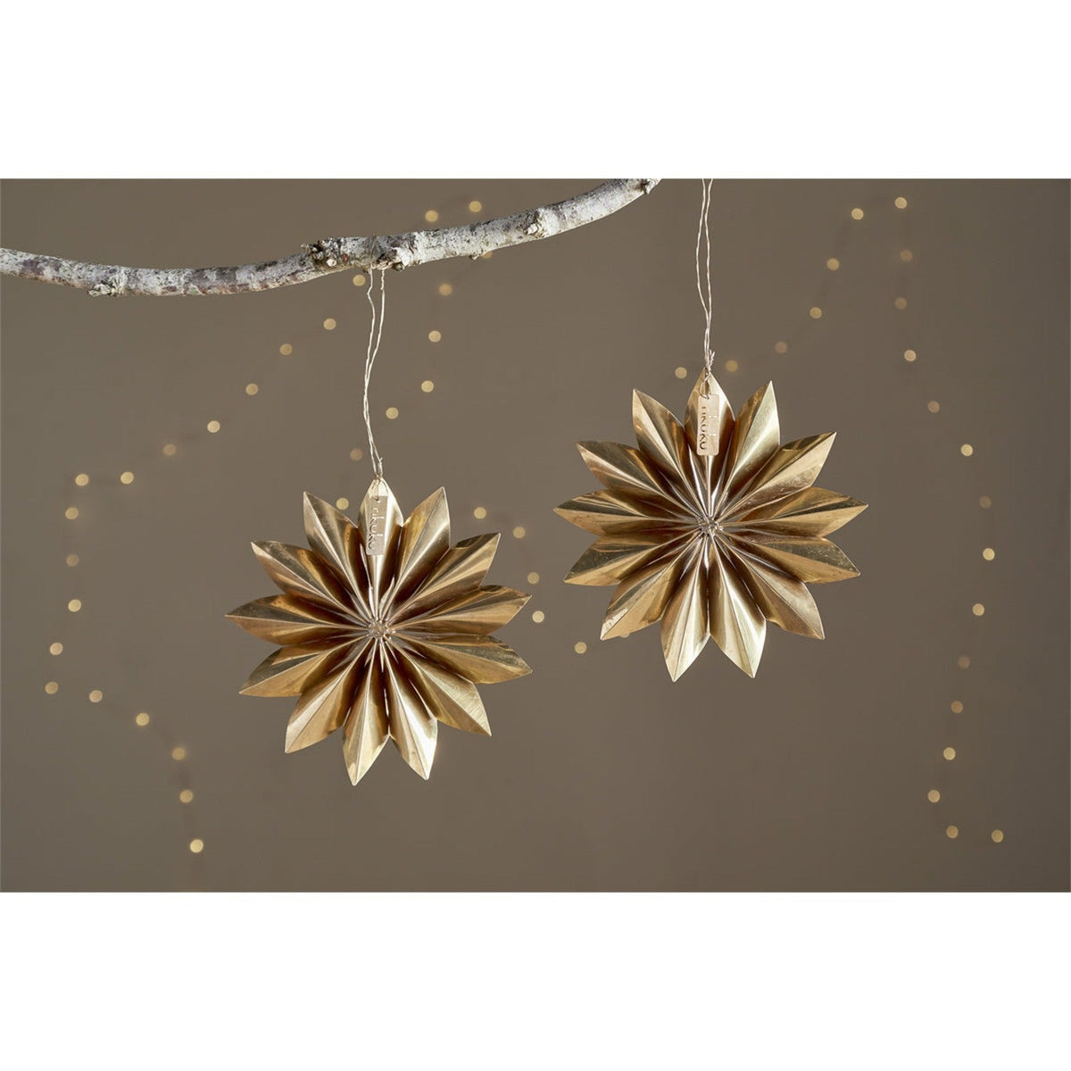 Amata Brass Star Baubles - Antique Brass - Set of 2
