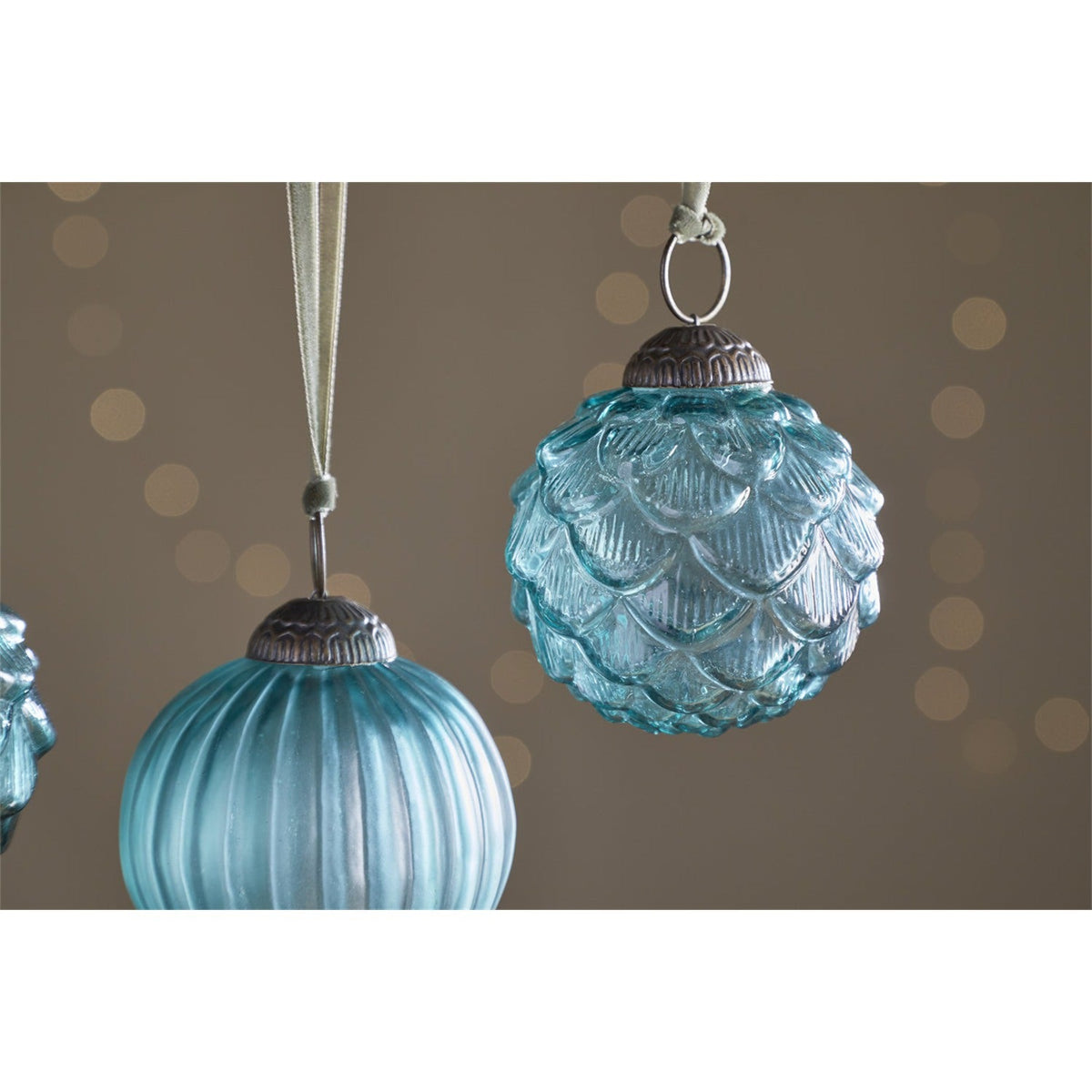 Hara Glass Baubles - Antique Teal - Set of 4
