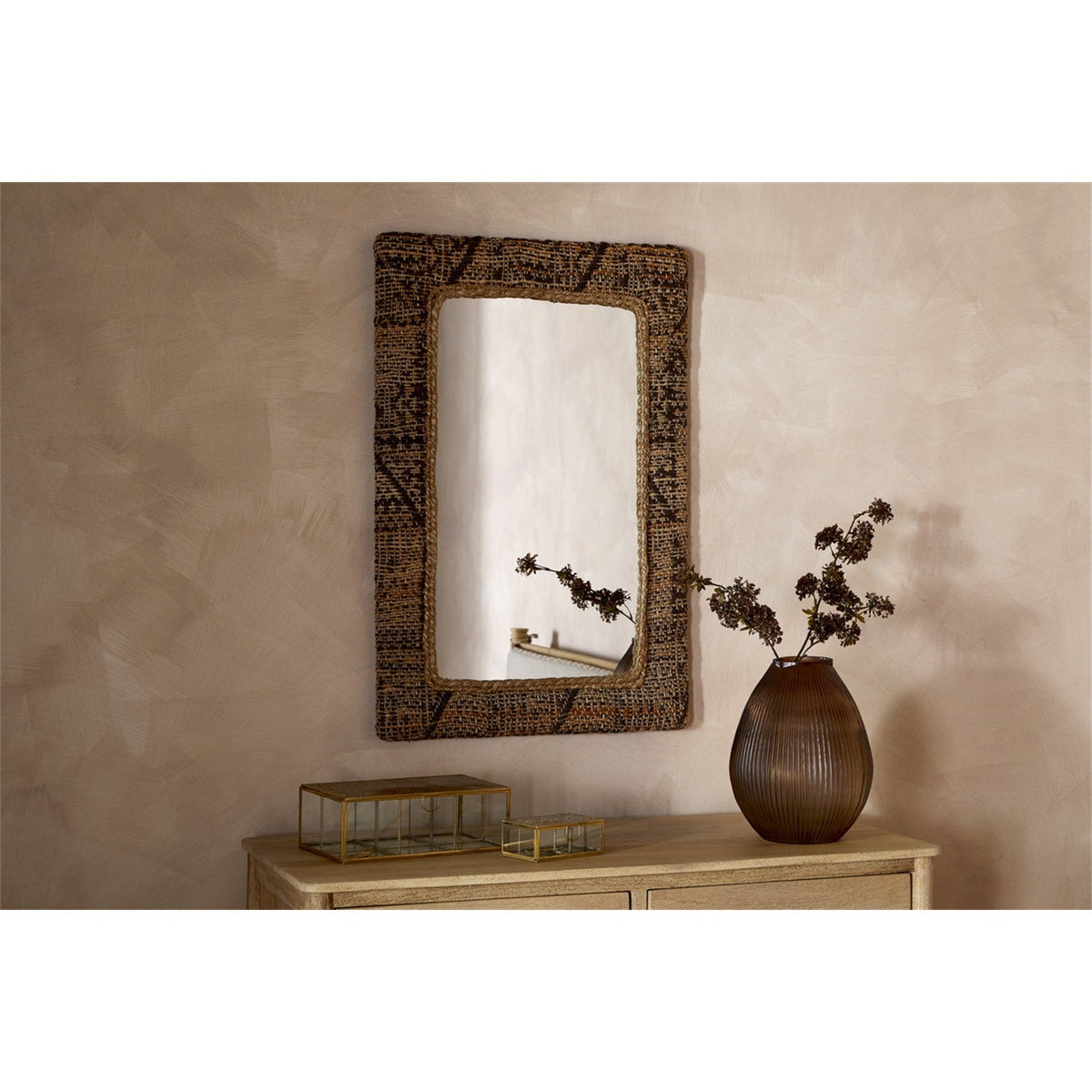 Arjun Upholstered Kilim Wall Mirror - Natural