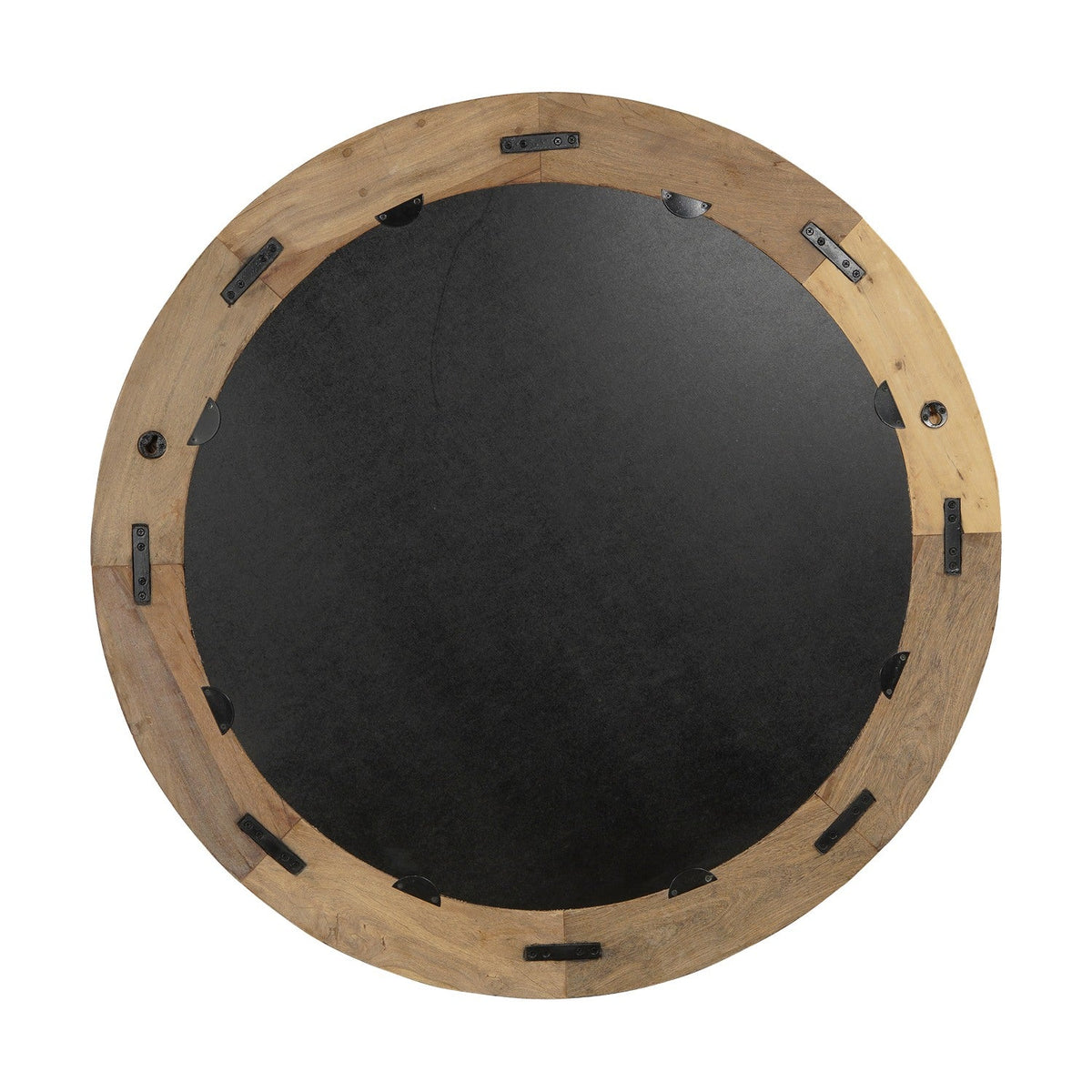 Ibo Large Reclaimed Wood Round Wall Mirror - Natural