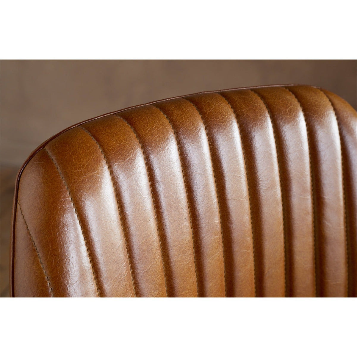 Harsha Ribbed Leather Counter Stool - Aged Tan