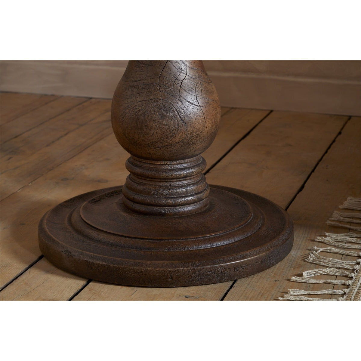 Laya Carved Wood Side Table - Chocolate Brown