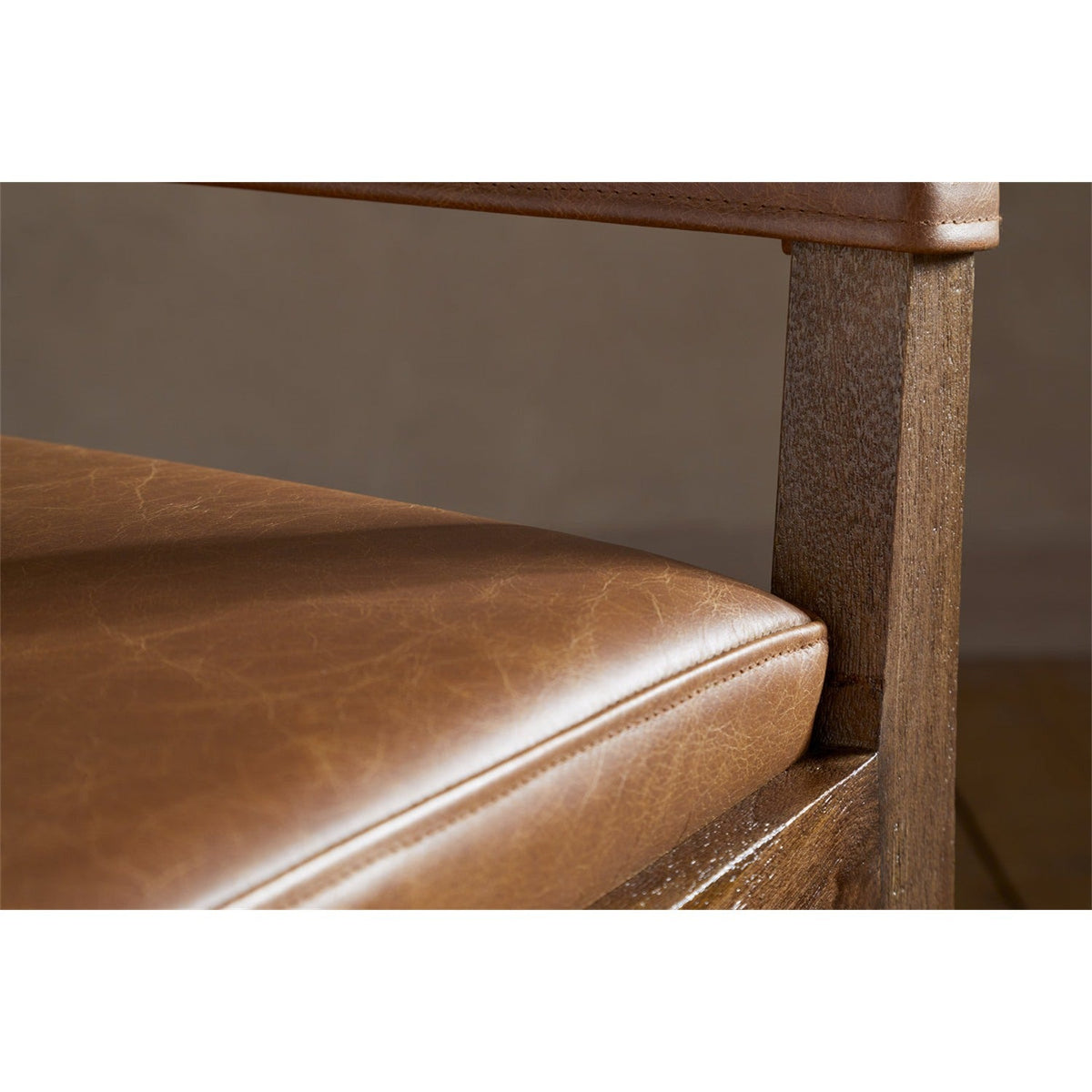 Kusa Mango Wood & Leather Dining Chair - Aged Tan