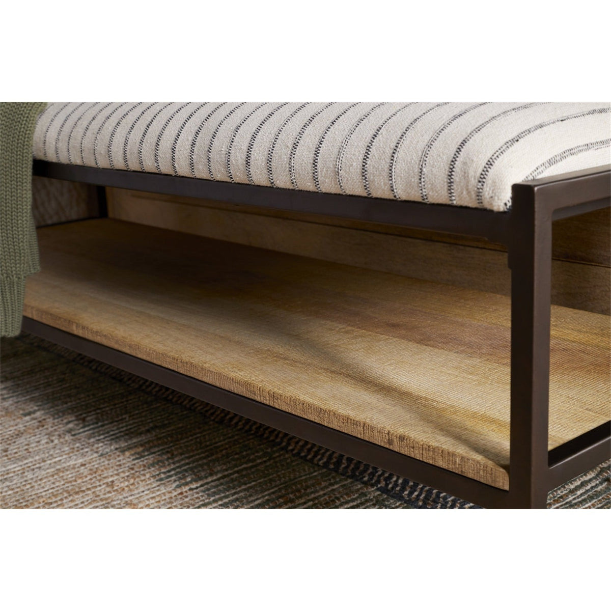 Sanja Cotton Upholstered Bench - Charcoal & Natural