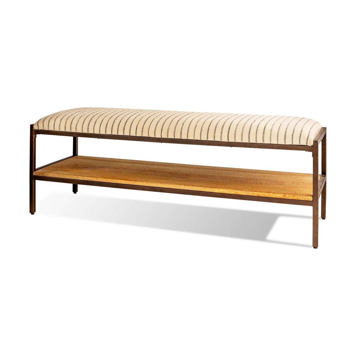 Sanja Cotton Upholstered Bench - Charcoal & Natural