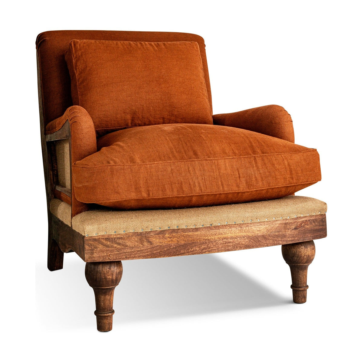 Abe Deconstructed Linen Armchair - Rust