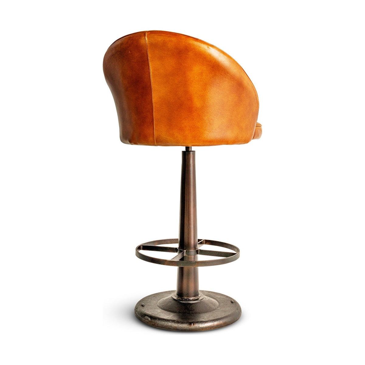 Lal Leather Swivel Counter Stool - Aged Tan