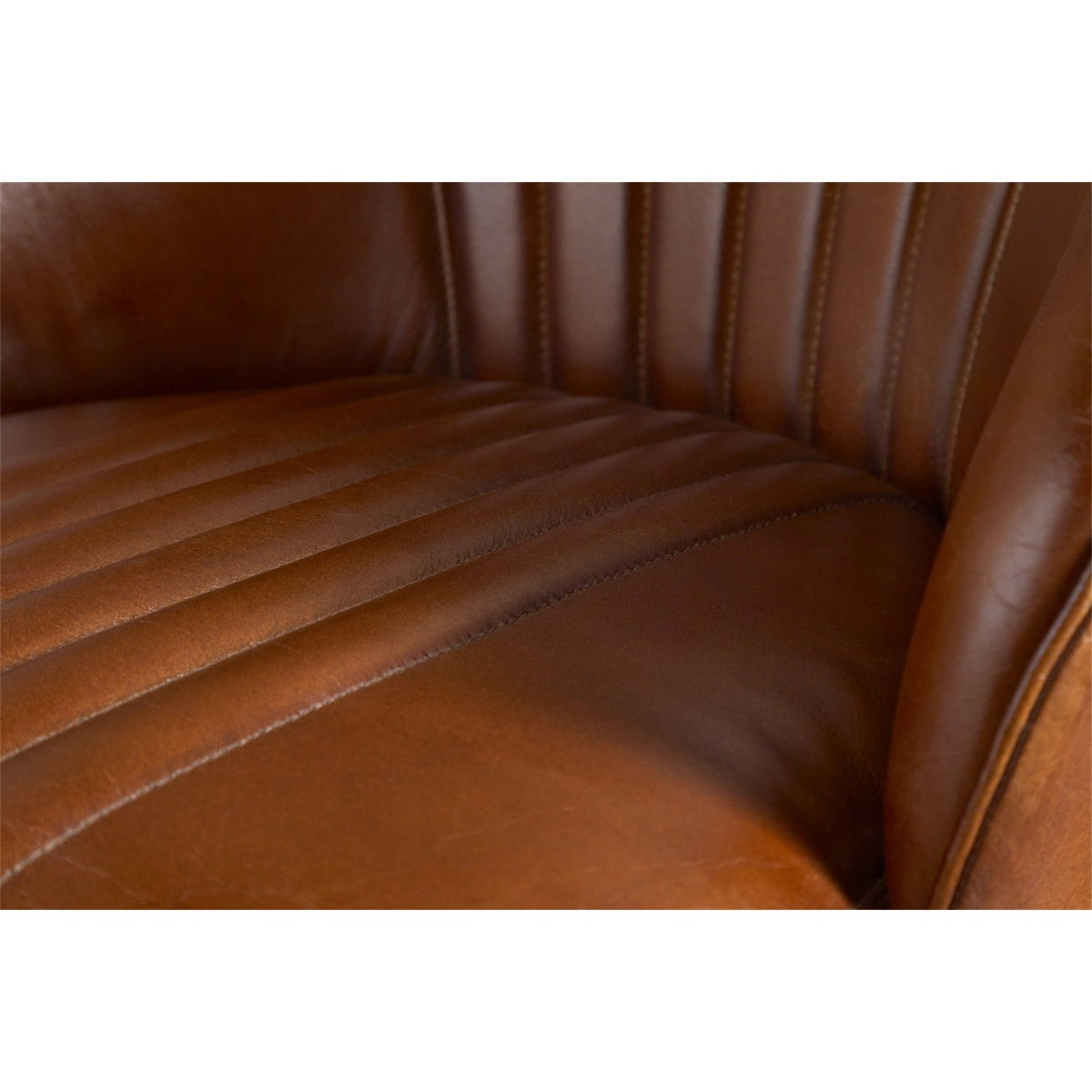 Lal Leather Swivel Counter Stool - Aged Tan