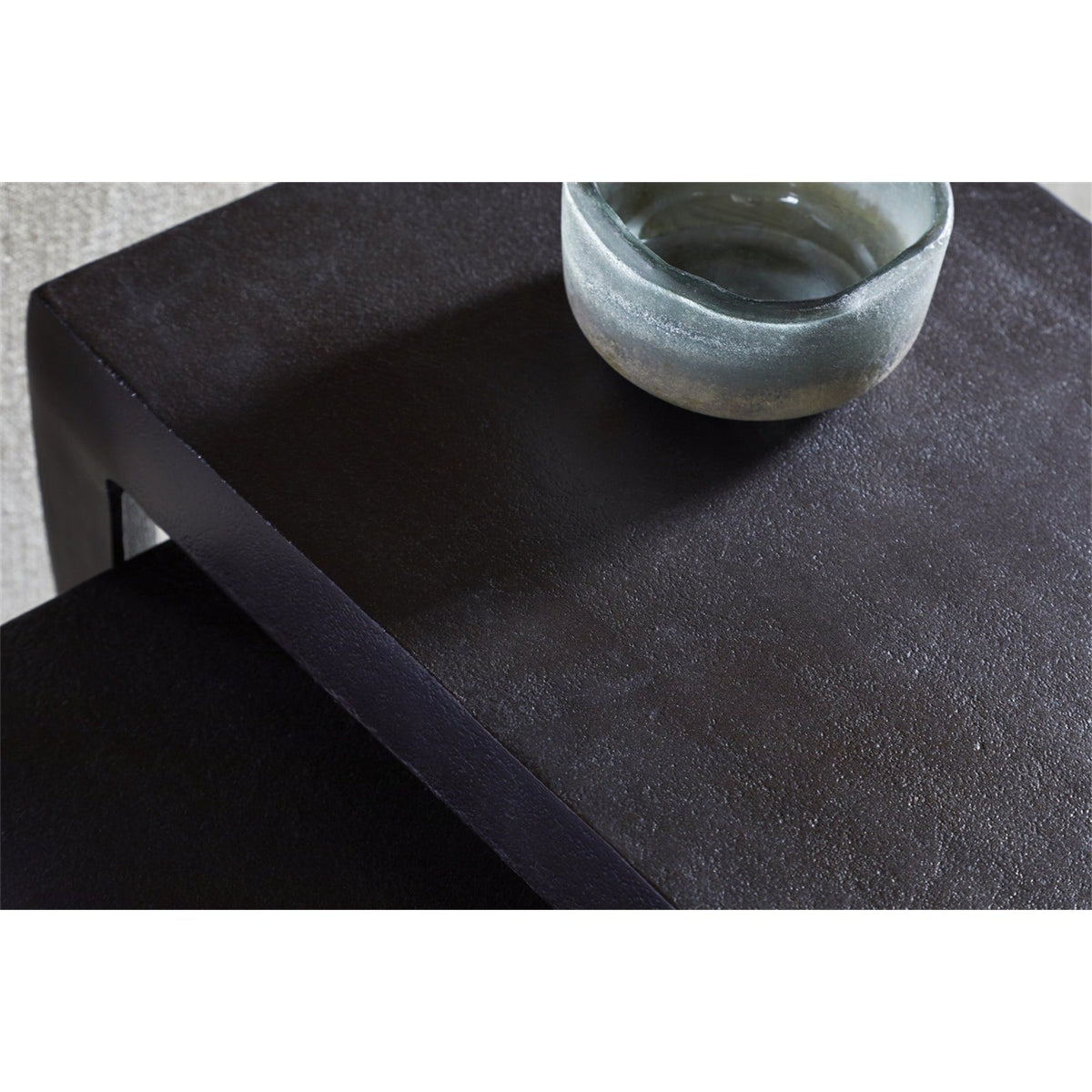 Jagan Cast Metal Nest of 2 Side Tables - Aged Black