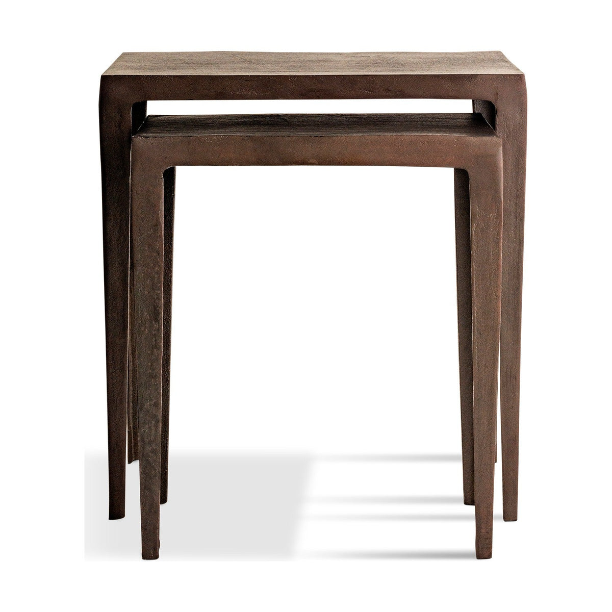 Jagan Cast Metal Nest of 2 Side Tables - Aged Black