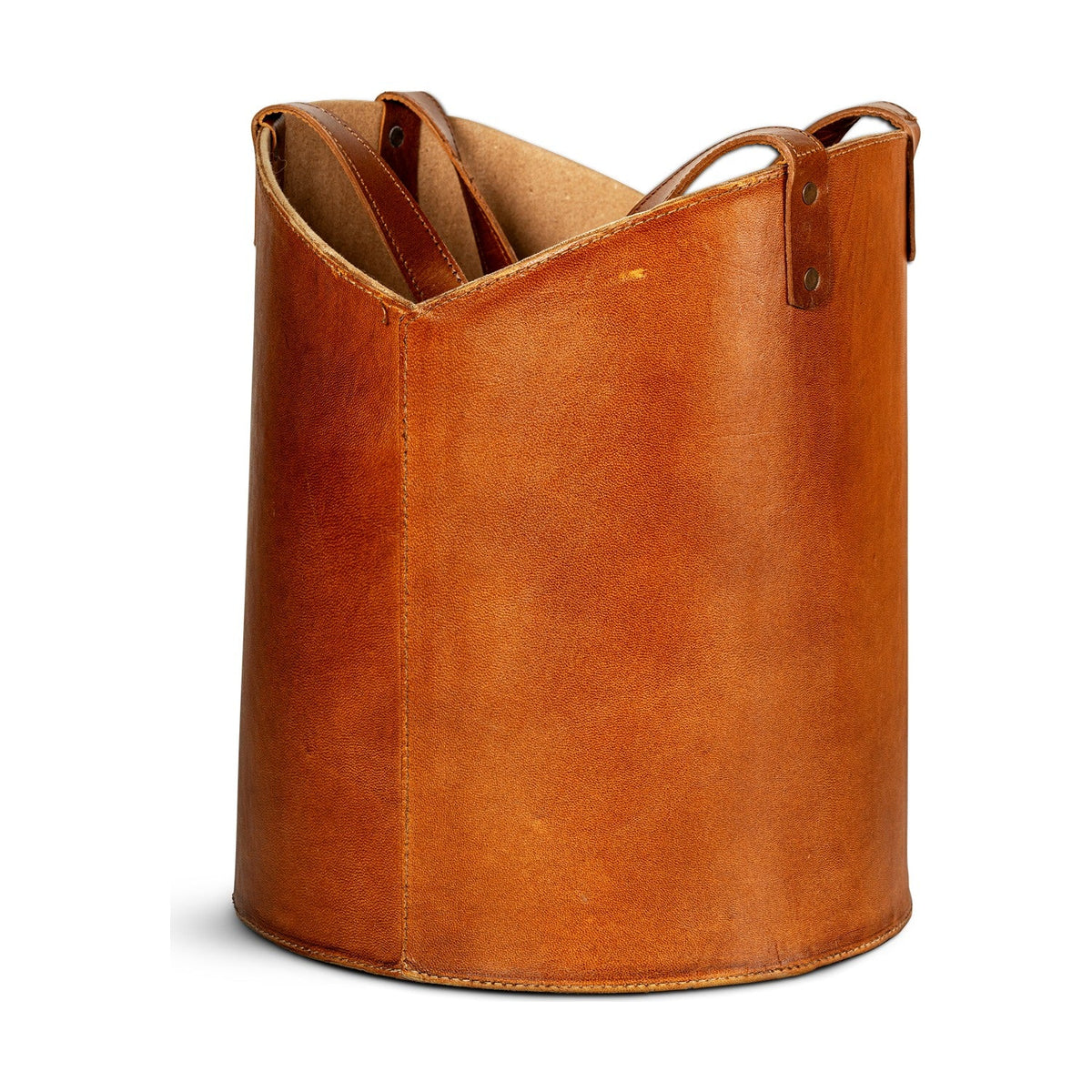 Panasi Tall Leather Storage Basket - Tan
