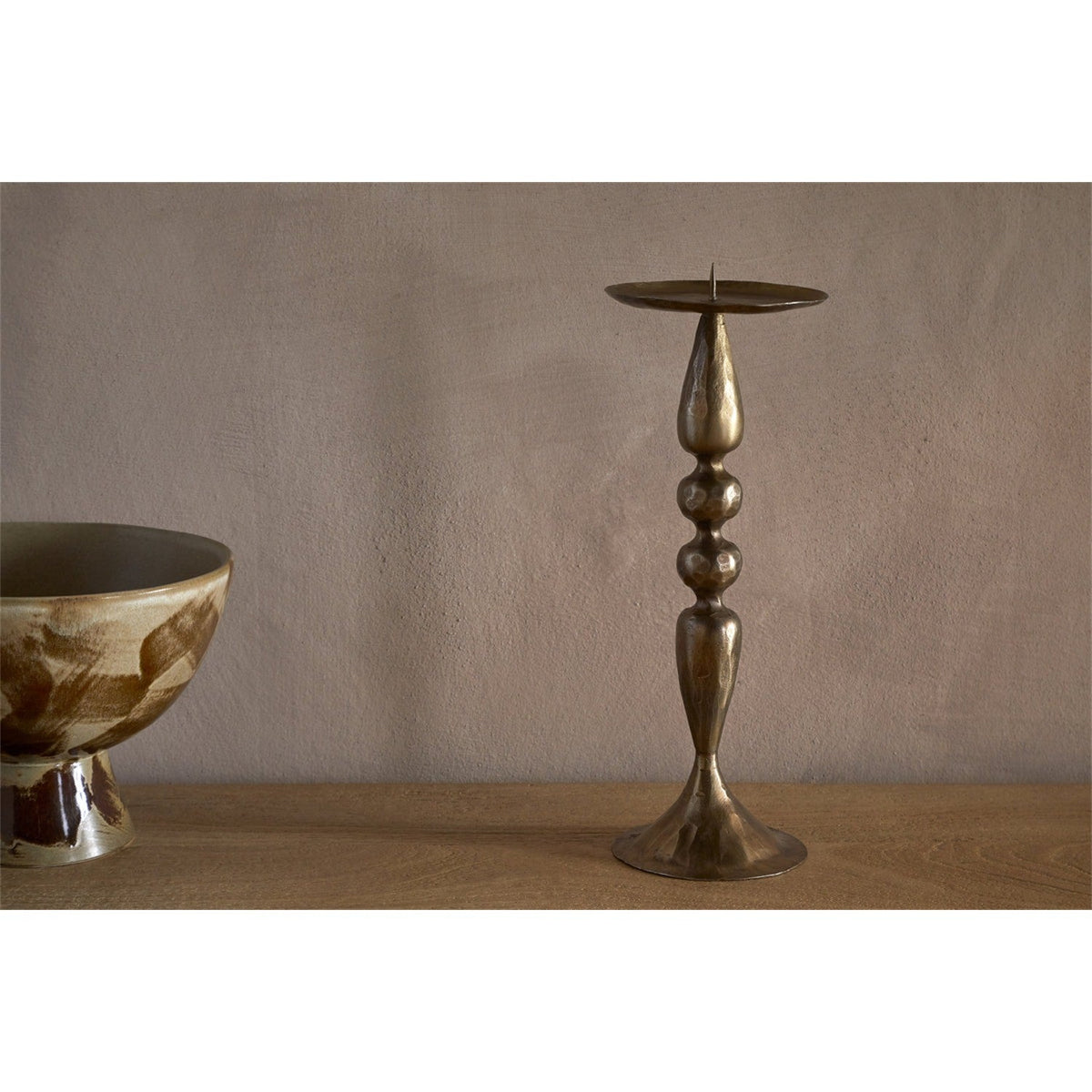 Ayo Pillar Candle Holder - Brass