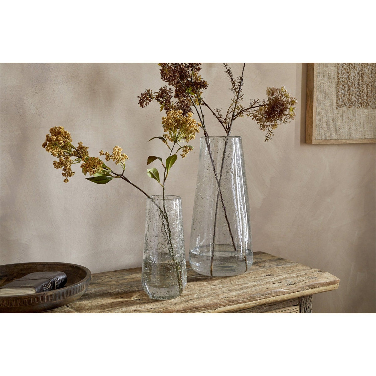 Nyuki Large Speckled Glass Vase - Clear Antique