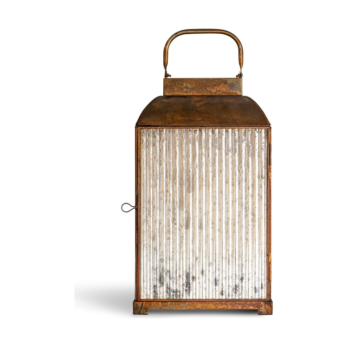 Ruala Ribbed Mercury Glass Lantern - Brass
