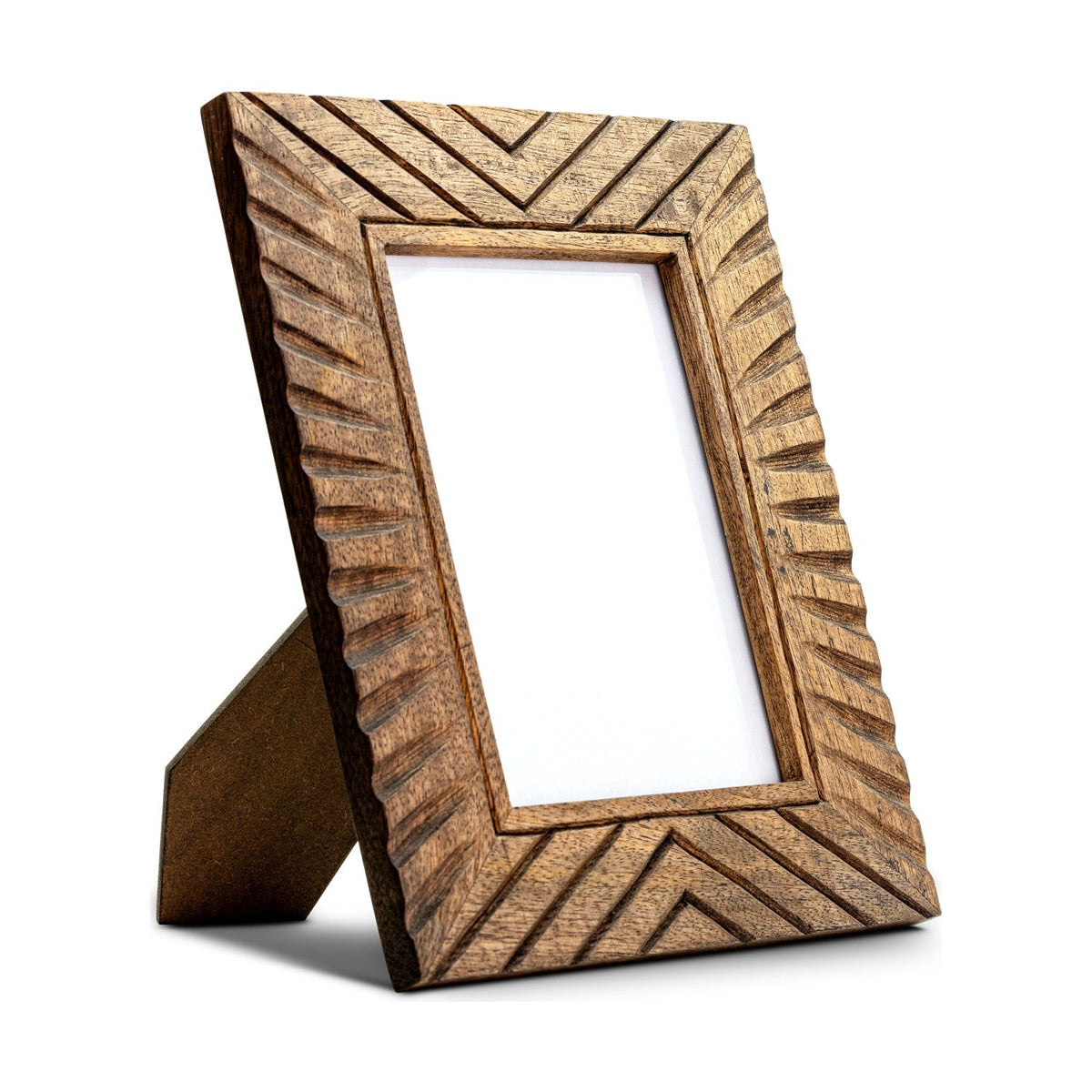 Janoni 5 x 7 Carved Mango Wood Photo Frame - Natural