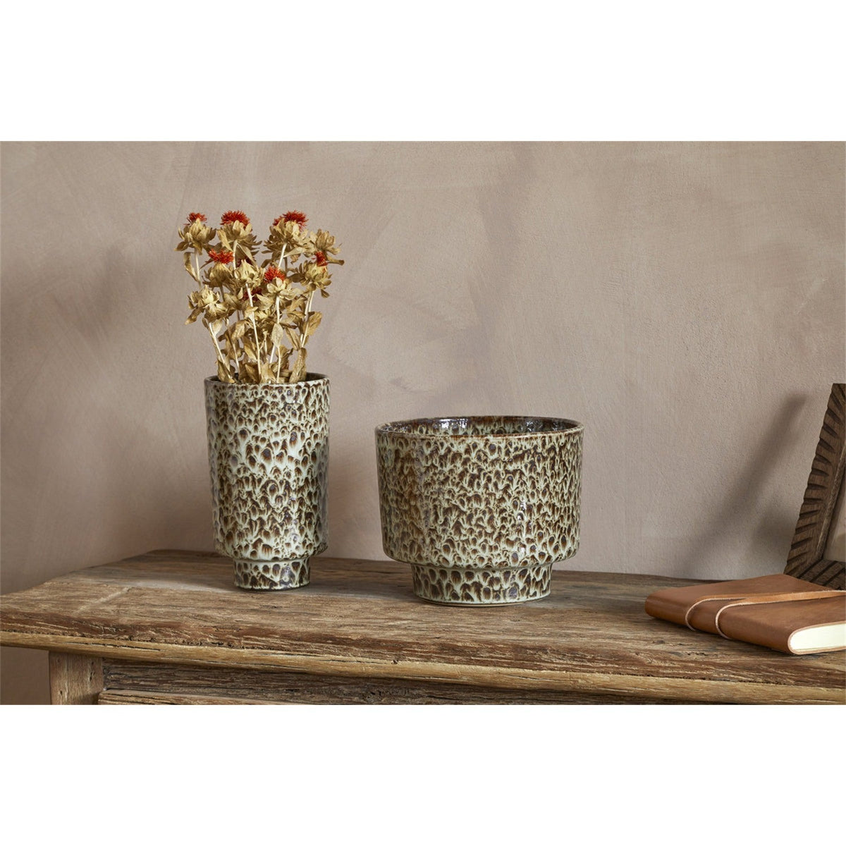 Uzuri Reactive Glaze Stoneware Planter - Brown