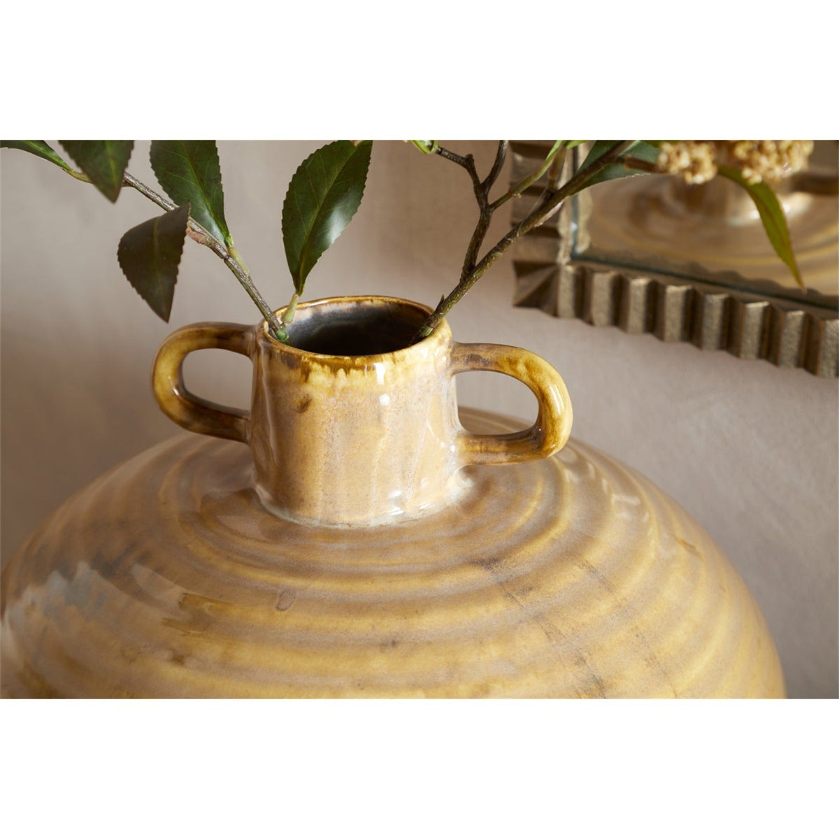 Hujan Textured Ceramic Vase - Ochre