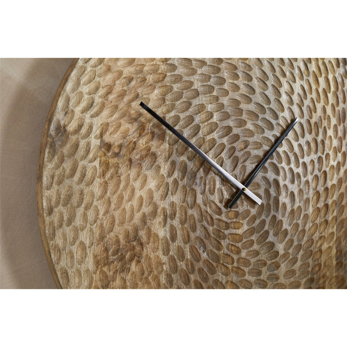 Shahar Carved Mango Wood Wall Clock - Brown
