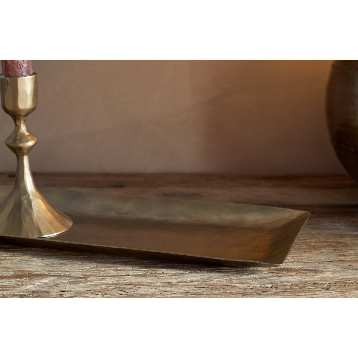 Neram Hammered Iron Tray - Antique Brass