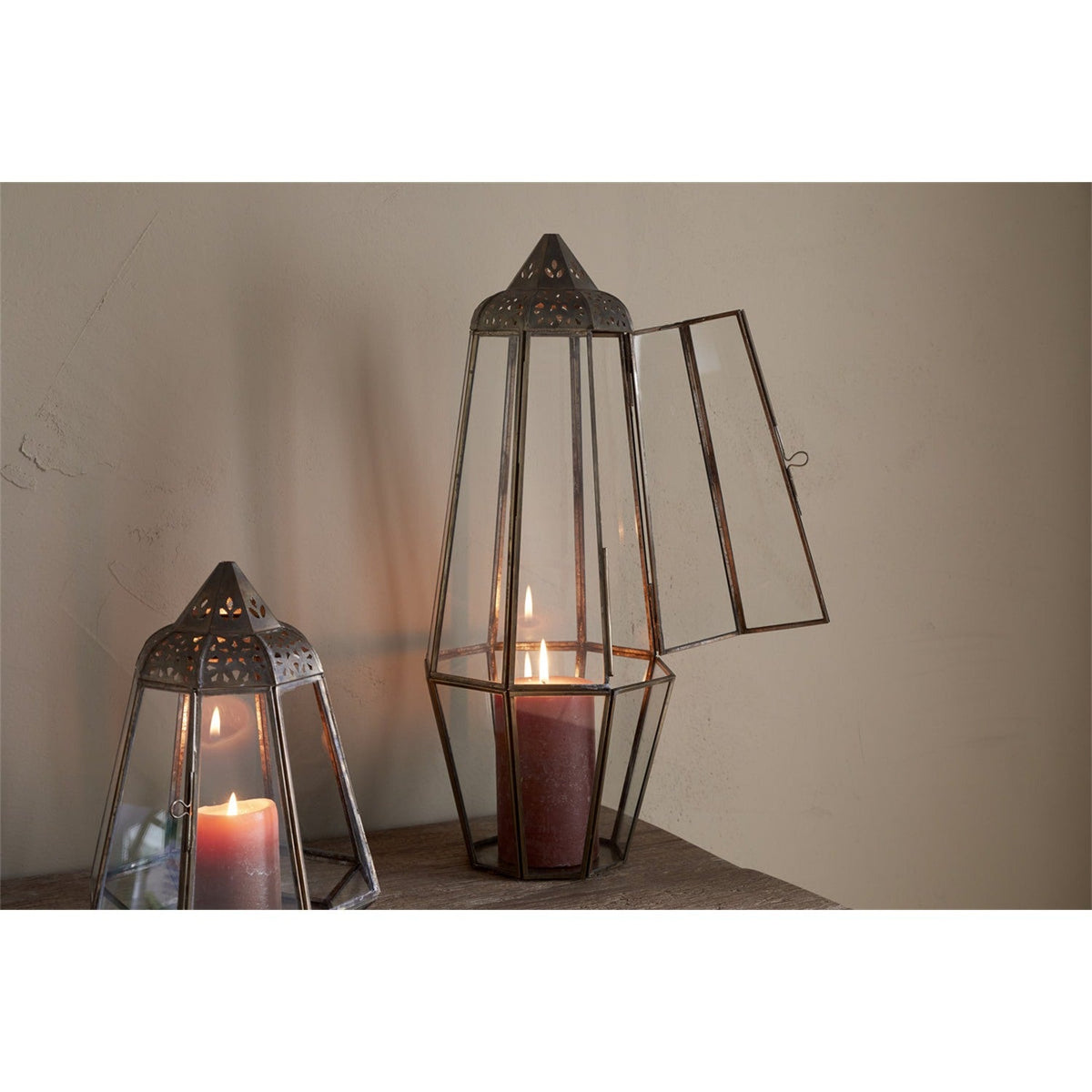 Nyiruan Large Glass Lantern - Brass & Clear