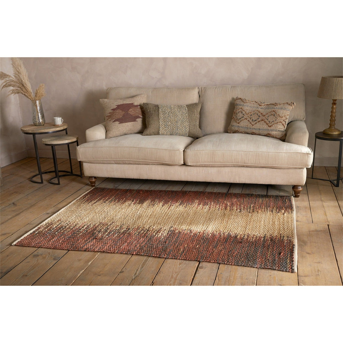 Kekere 150 x 240cm Jute & Cotton Rug - Natural & Rust