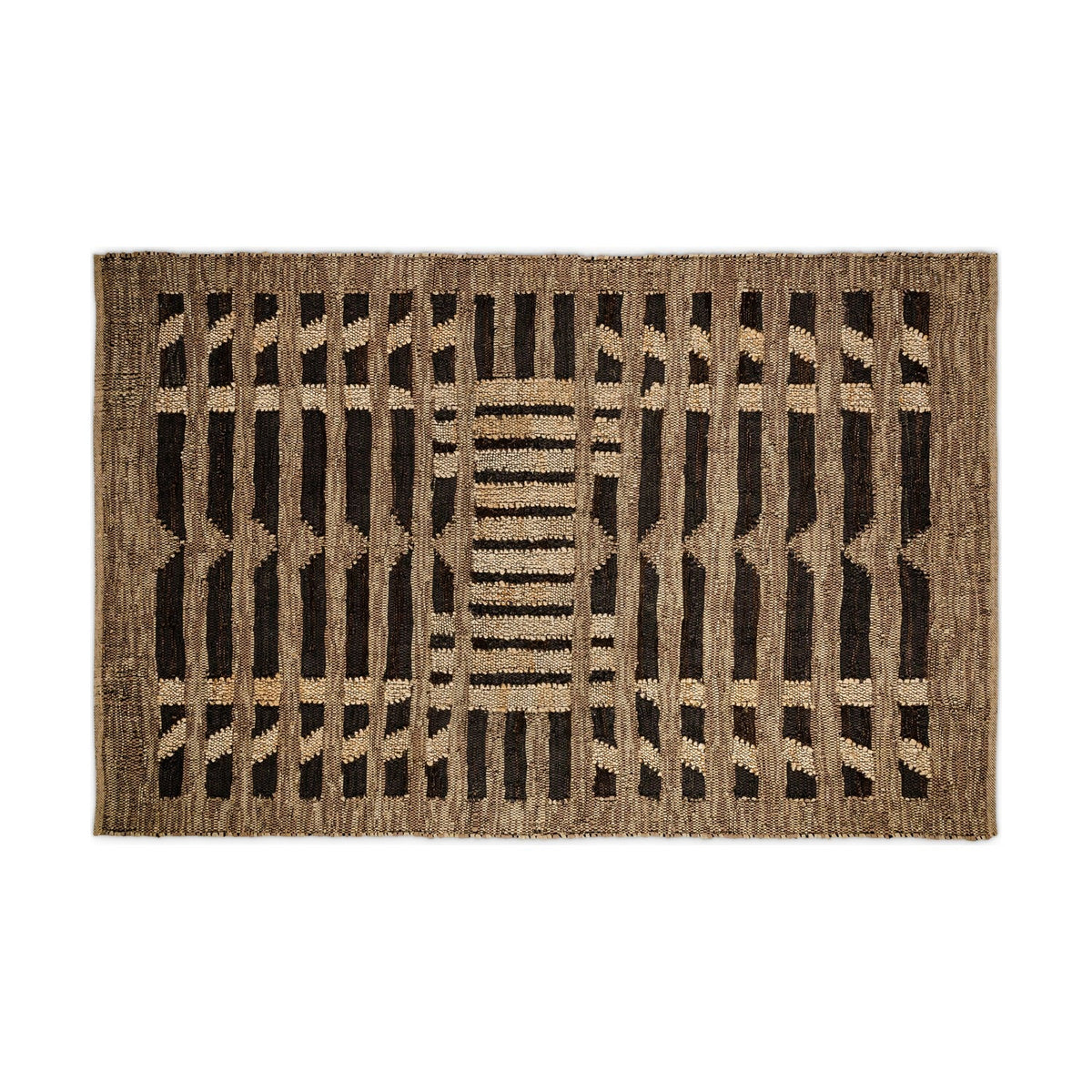 Nadiki 150 x 240cm Recycled Leather Rug - Black & Natural