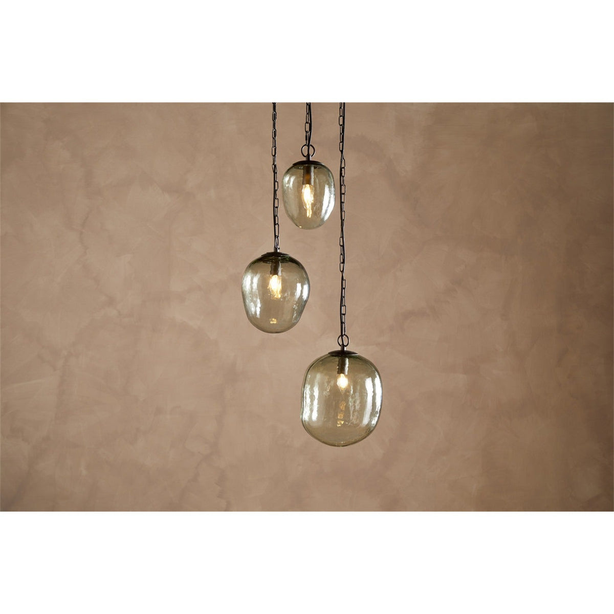 Sanvika 3 Light Organic Cluster Pendant Light - Green